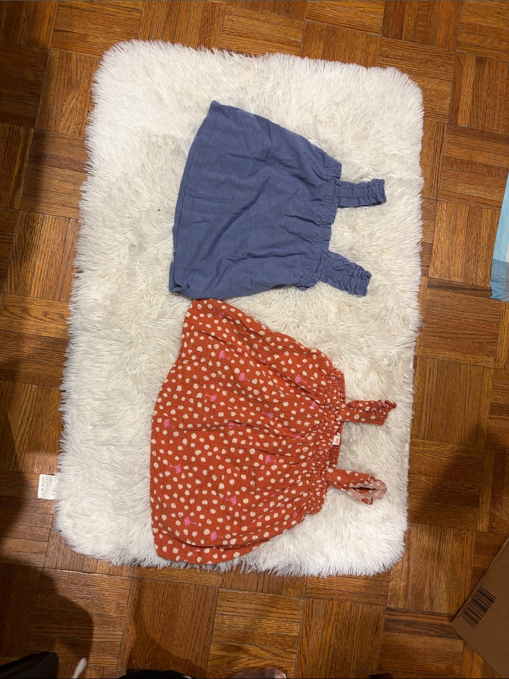 Girls' Blue Chambray Top & Rust Polka Dot Tank Set